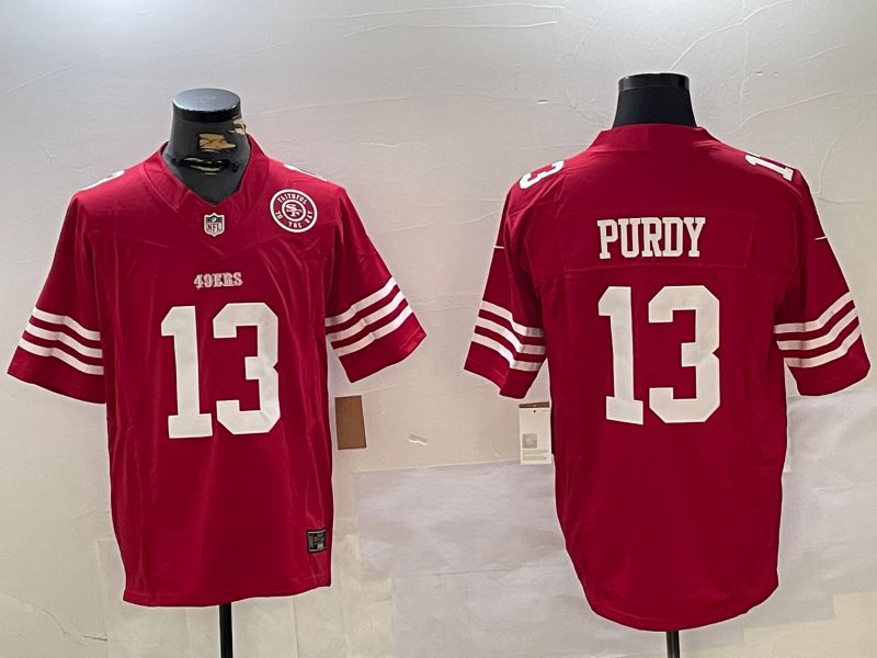 Men San Francisco 49ers #13 Purdy Red Three generations 2024 Nike Vapor Limited NFL Jersey style 2